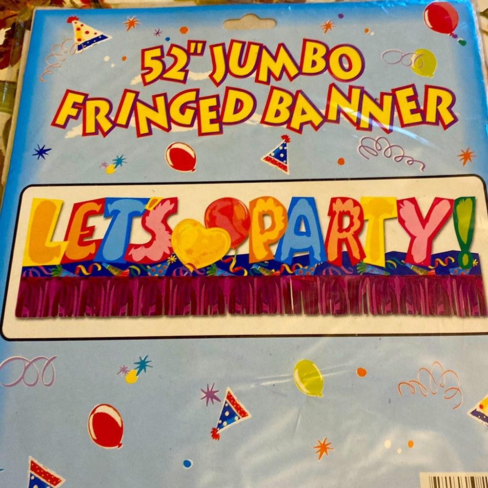 52” jumbo fringed banner-happy birthday